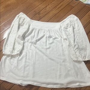 Lucky Brand White Off-Shoulder Top